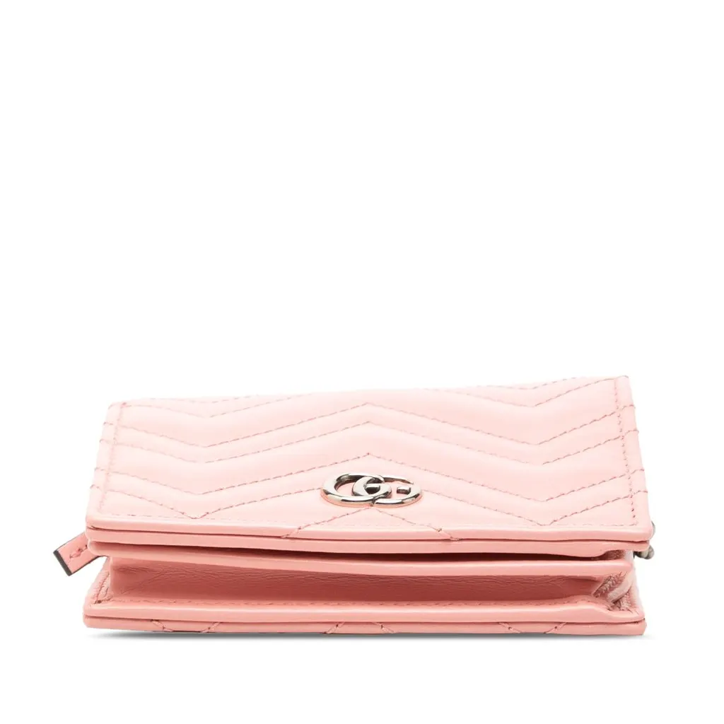 Gucci Mini GG Marmont Matelasse Calfskin Wallet On Chain Pink Leather Very good - Inside View