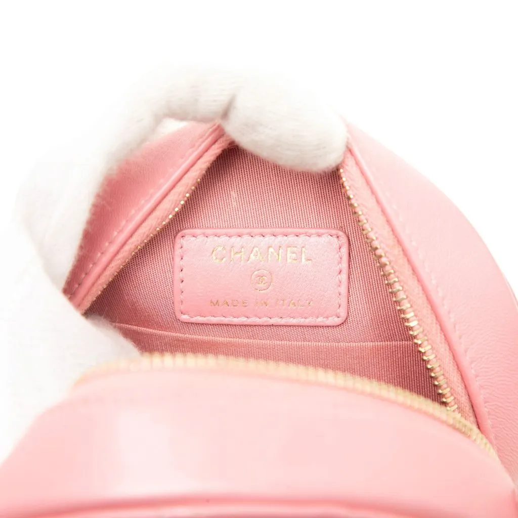 Chanel Quilted Lambskin Round Pearl Clutch with Chain Pink Leather Good - Box View