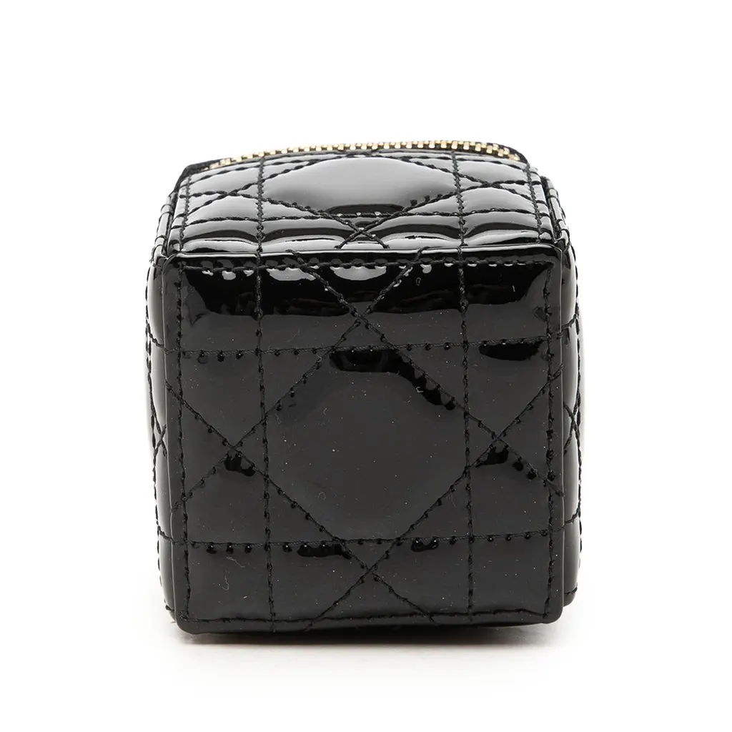 Dior Micro Patent Cannage Lady Dior Cube Pouch Black Leather Very good - Inside View