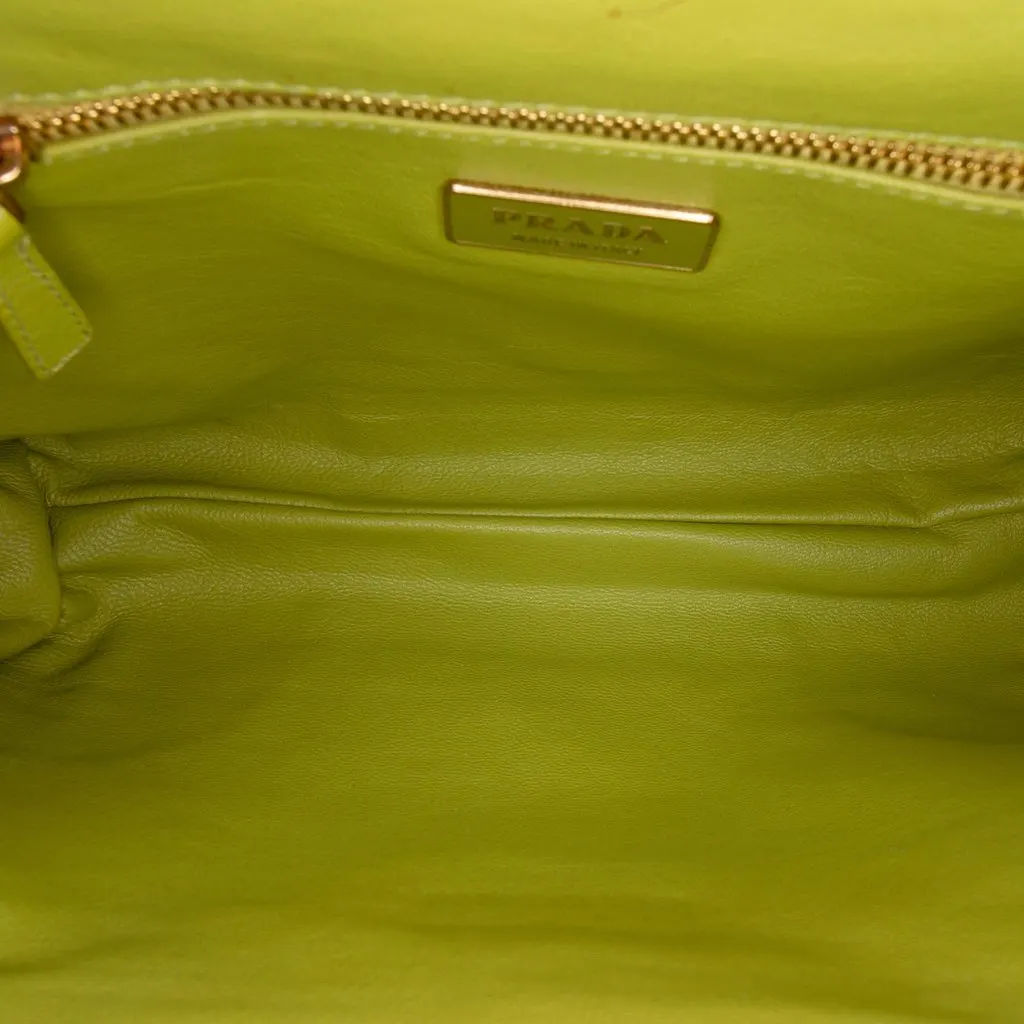 Prada Paglia Frame Shoulder Bag Beige Very good - Model View
