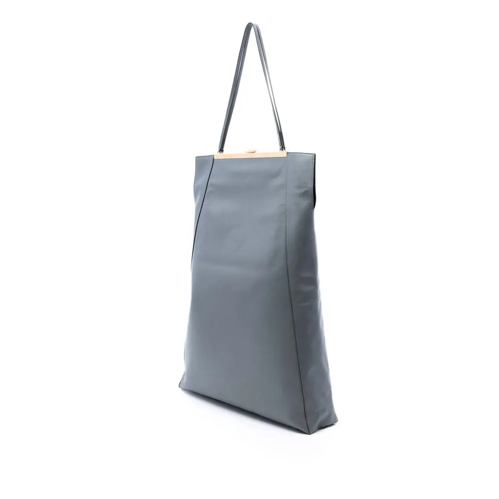 Celine Smooth Calfskin Clasp Cabas Tote Grey Leather Very good - Back View