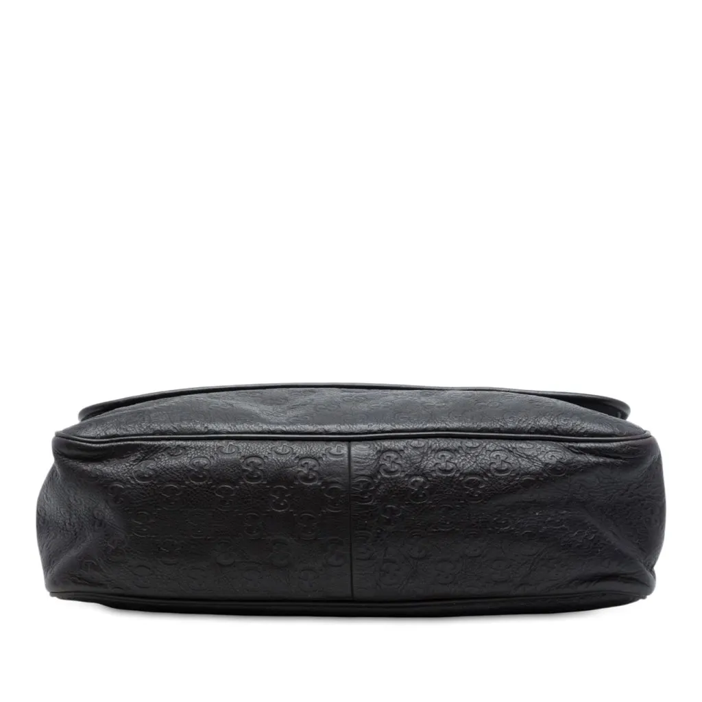 Gucci Guccissima Messenger Bag Black Leather Good - Inside View
