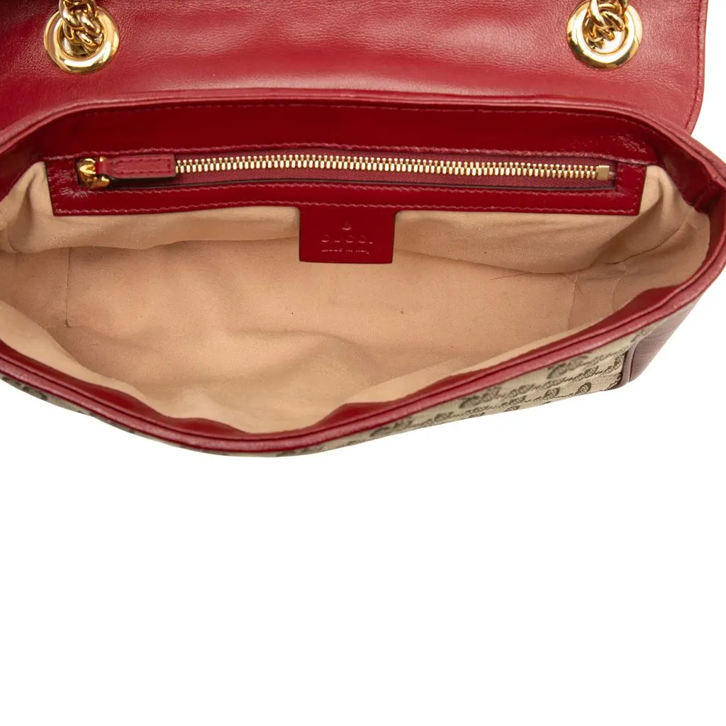 Gucci Medium GG Marmont Matelasse Diagonal GG Canvas and Leather Shoulder Bag Beige Canvas Very good - Model View