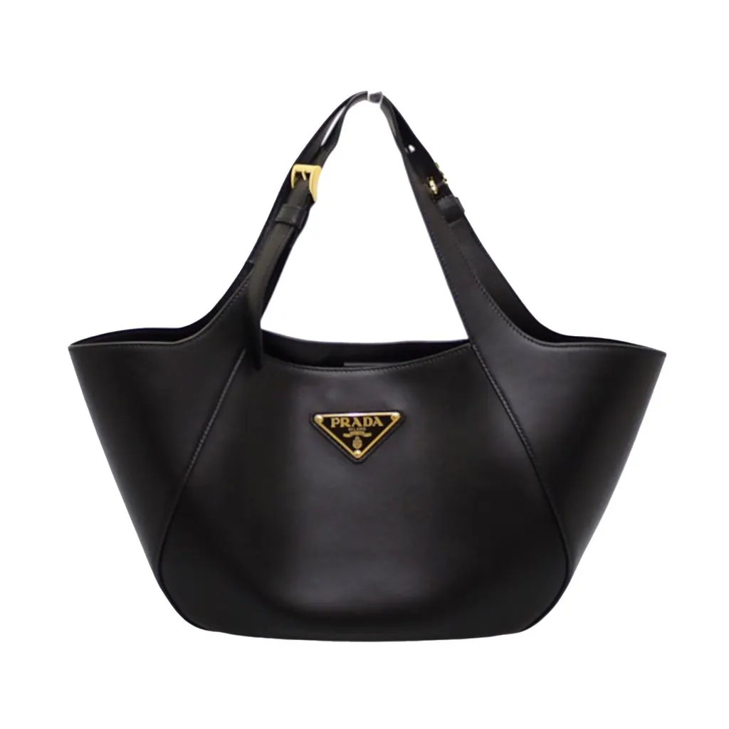 Prada Medium Leather Tote Black Leather Very good - Front View