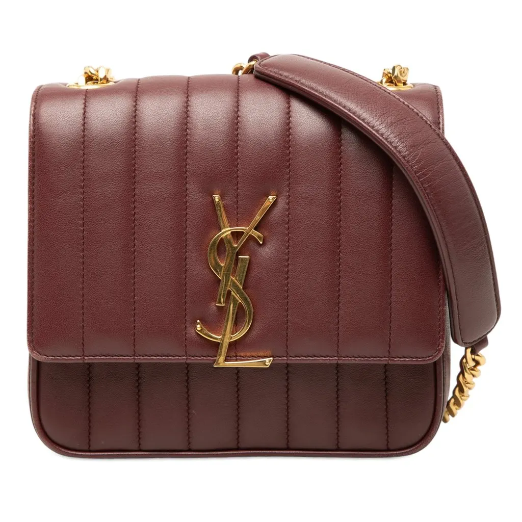 Saint Laurent Medium Lambskin Monogram Vicky Chain Bag Red Leather Very good - Front View