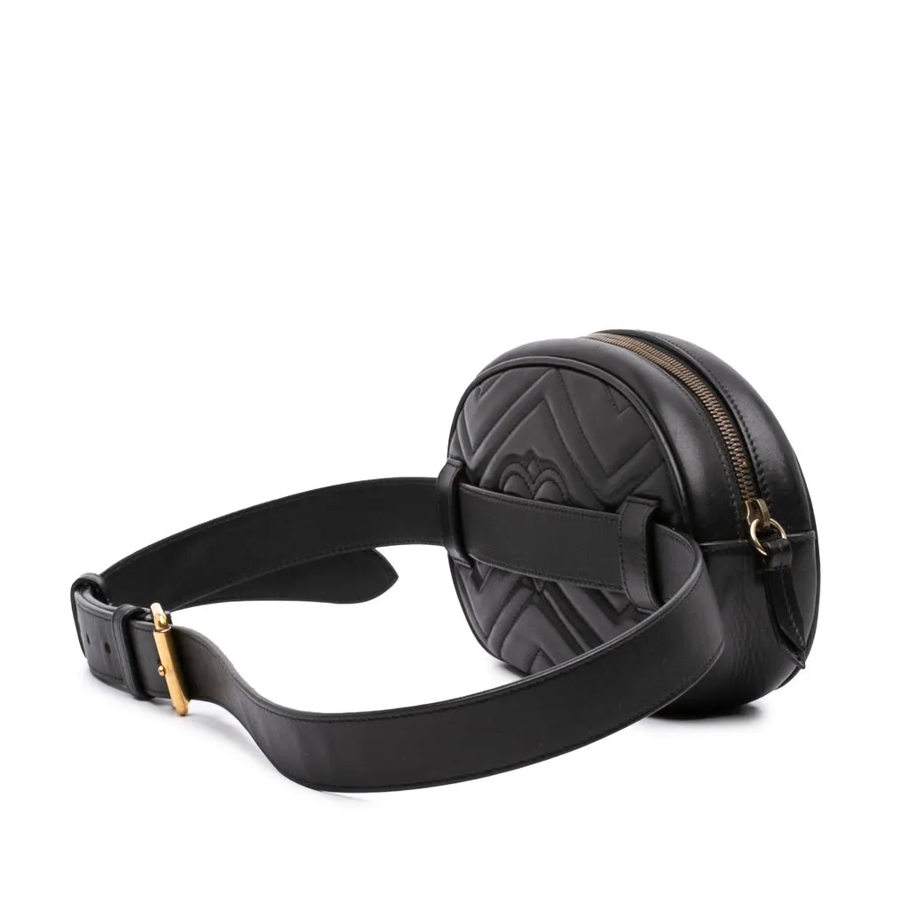 Gucci GG Marmont Matelasse Calfskin Belt Bag Black Leather Very good - Back View