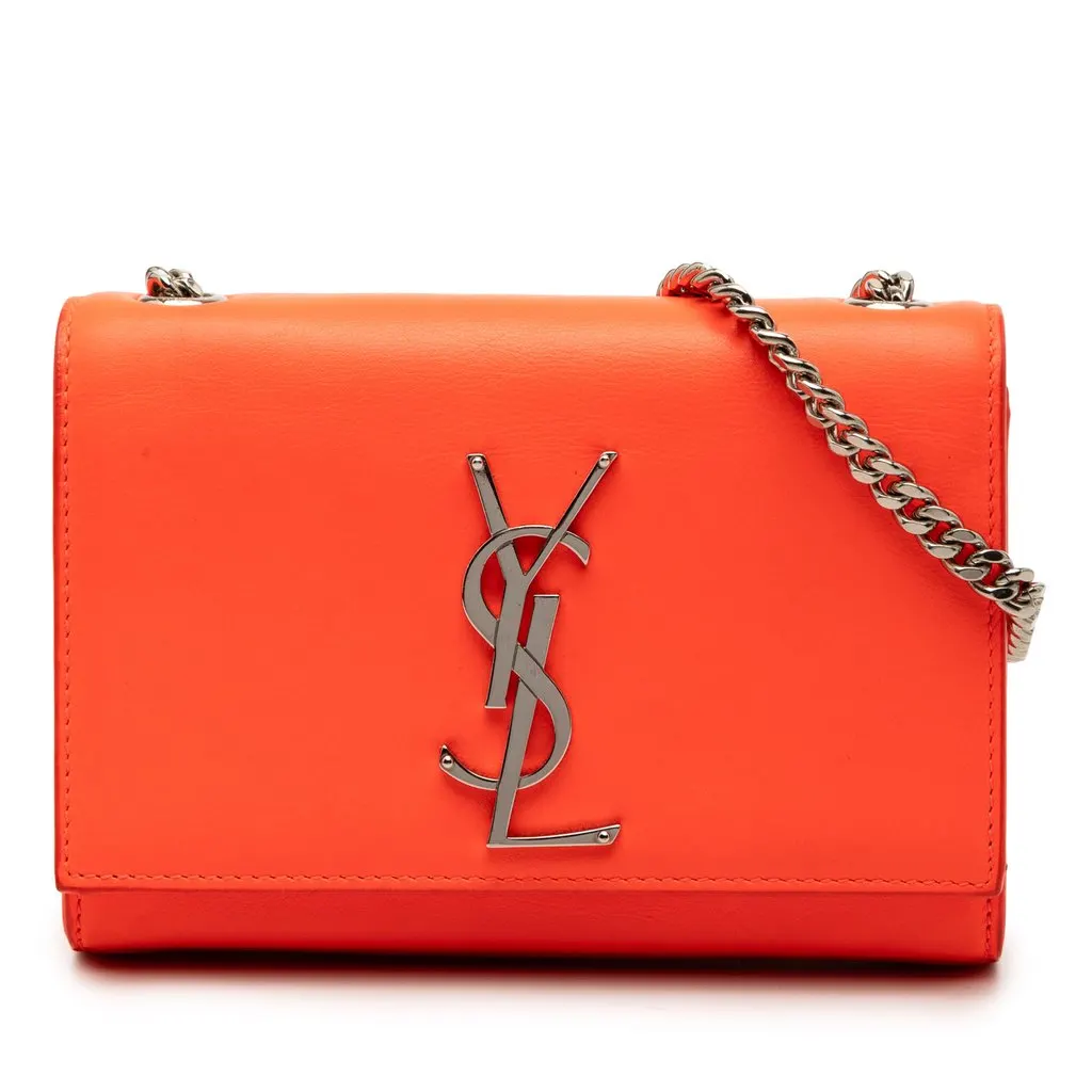 Saint Laurent Small Leather Monogram Kate Crossbody Orange Leather Good - Front View