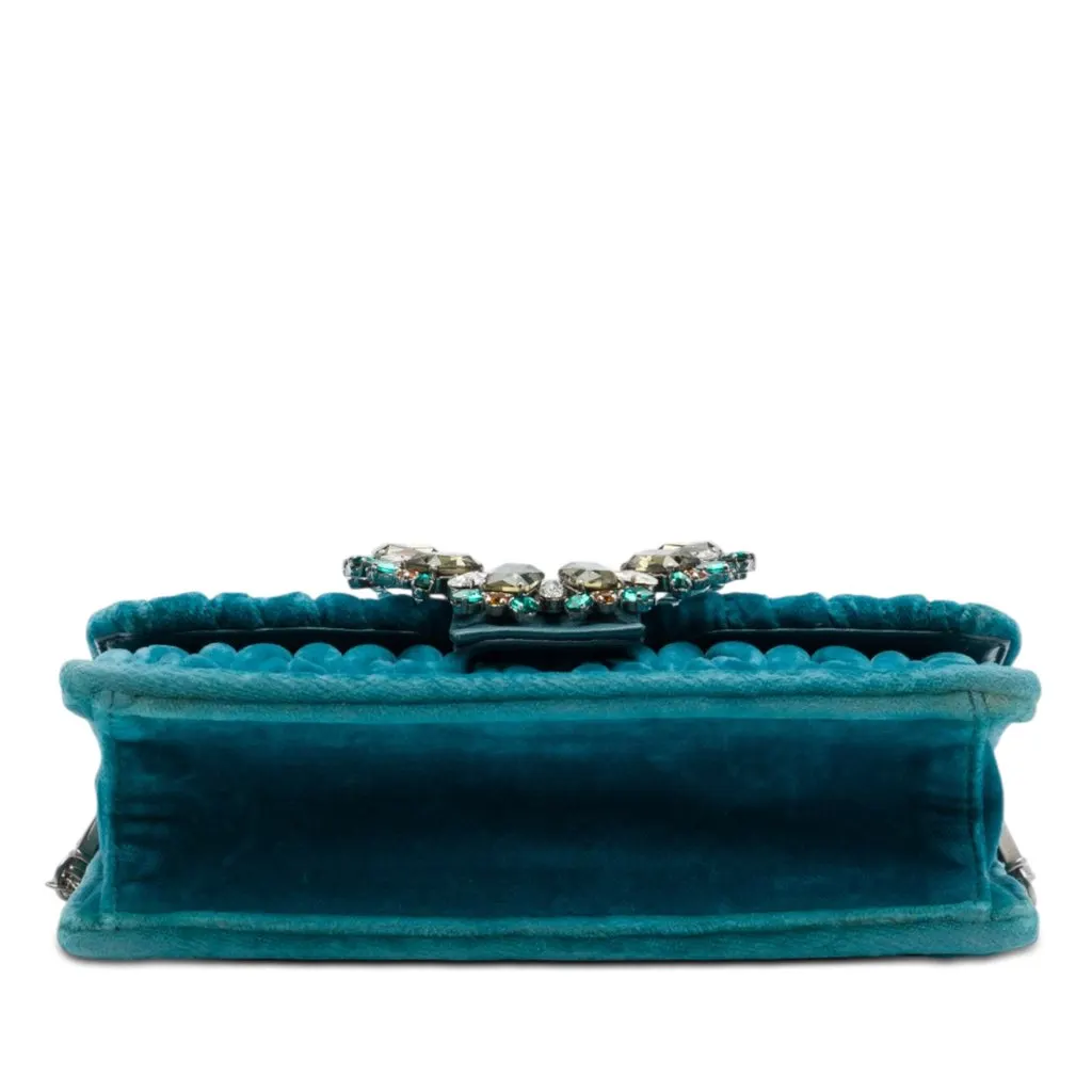 Miu Miu Matelasse Velvet Crystal Embellished Crossbody Blue Very good - Inside View