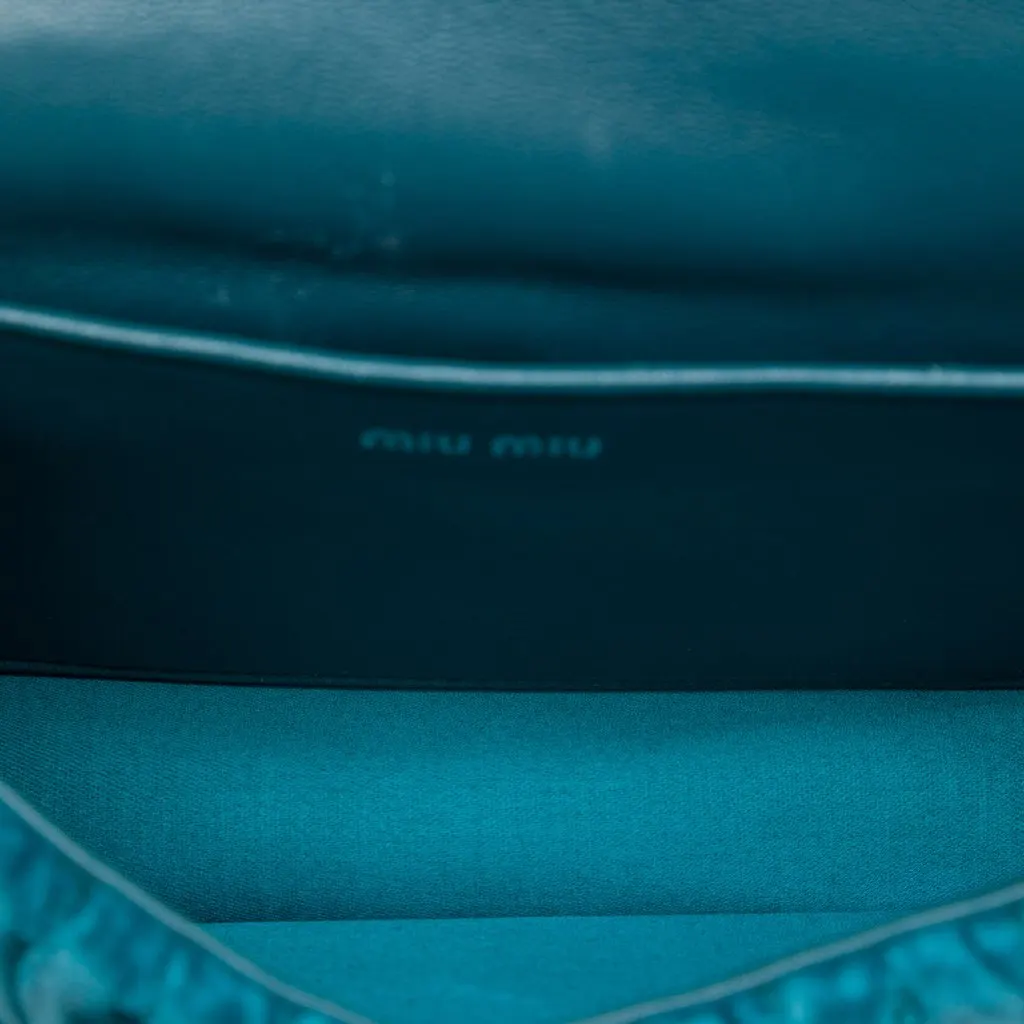 Miu Miu Matelasse Velvet Crystal Embellished Crossbody Blue Very good - Model View