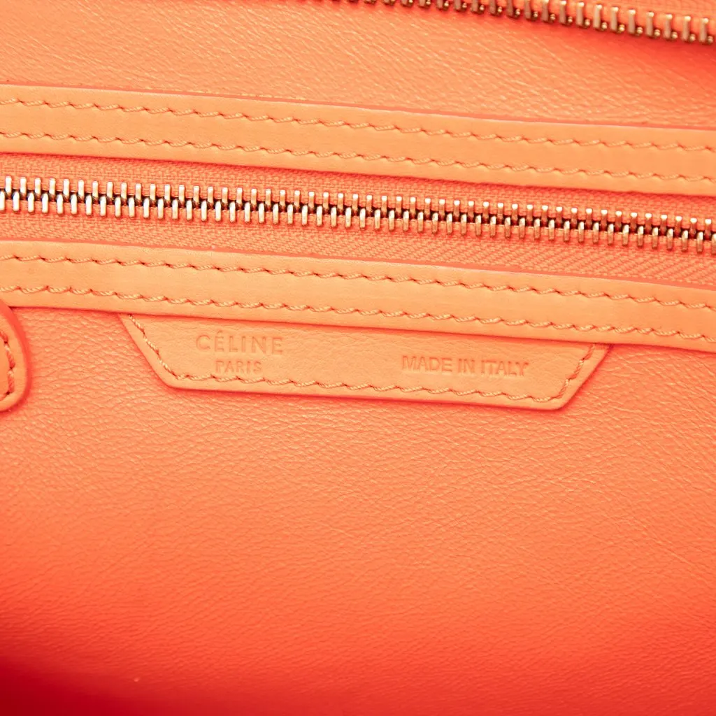 Celine Mini Leather Luggage Tote Orange Leather Very good - Box View