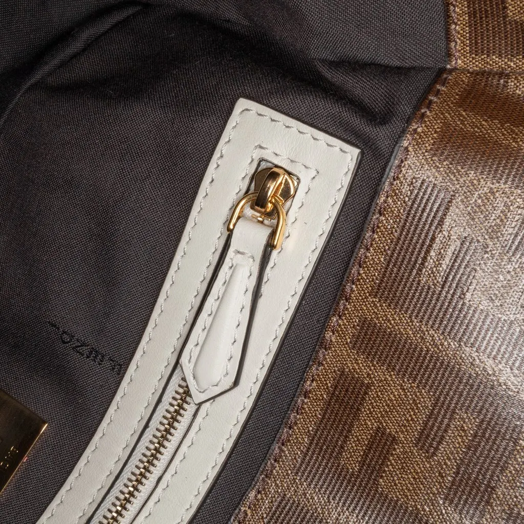 Fendi Zucca Glazed Fabric Cage Baguette Satchel Brown Very good - Box View