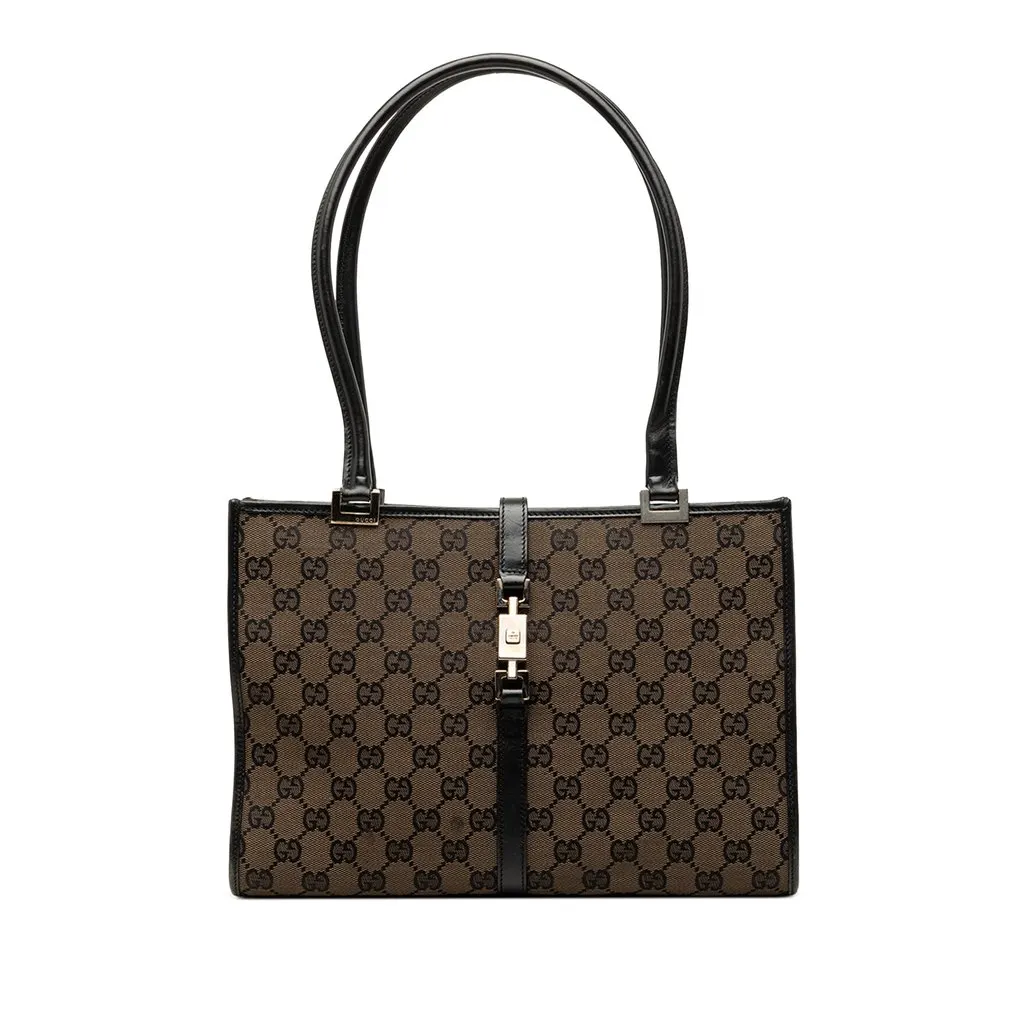 Gucci GG Canvas Jackie Tote Brown Good - Front View