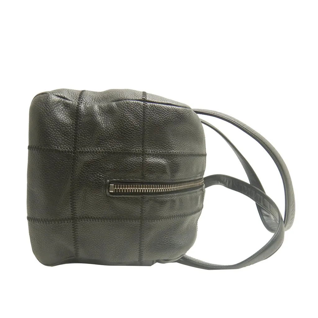 Chanel Chocolate Bar Caviar Shoulder Bag Black Leather Very good - Inside View