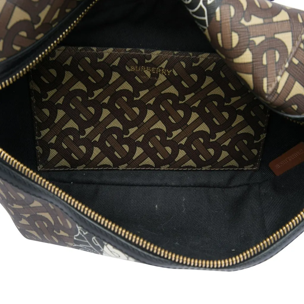 Burberry TB Monogram E Canvas Stripe Sonny Belt Bag Brown Very good - Model View