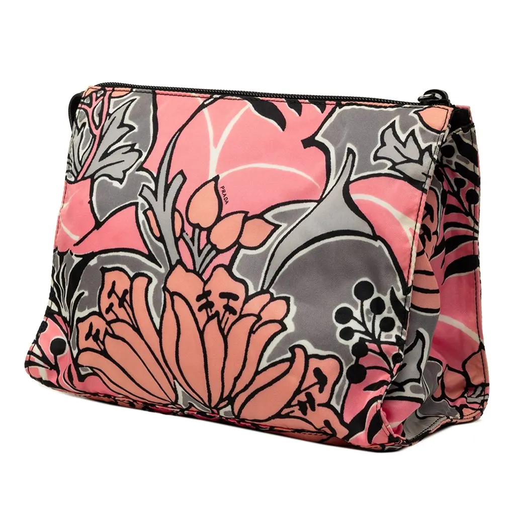 Prada Tessuto Floral Stampato Clutch Pink Polyamide Very good - Back View
