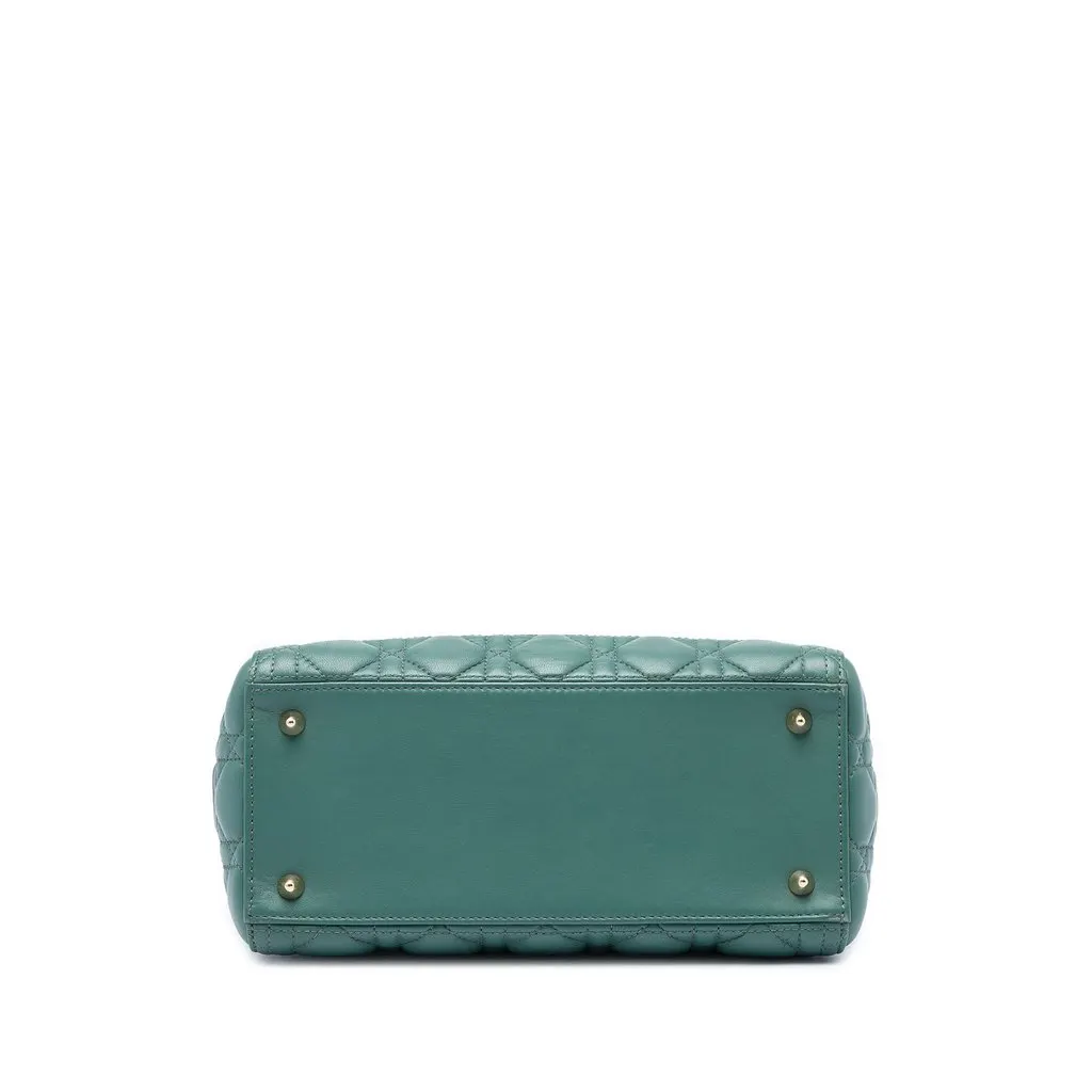 Dior Medium Lambskin Cannage Lady Dior Green Leather Very good - Inside View