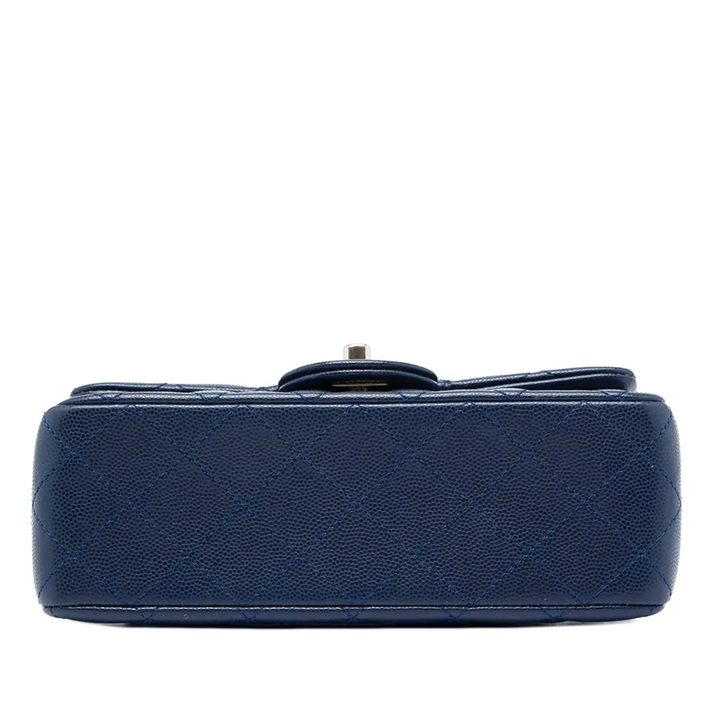 Chanel Mini Rectangular Classic Caviar Single Flap Blue Leather Very good - Inside View