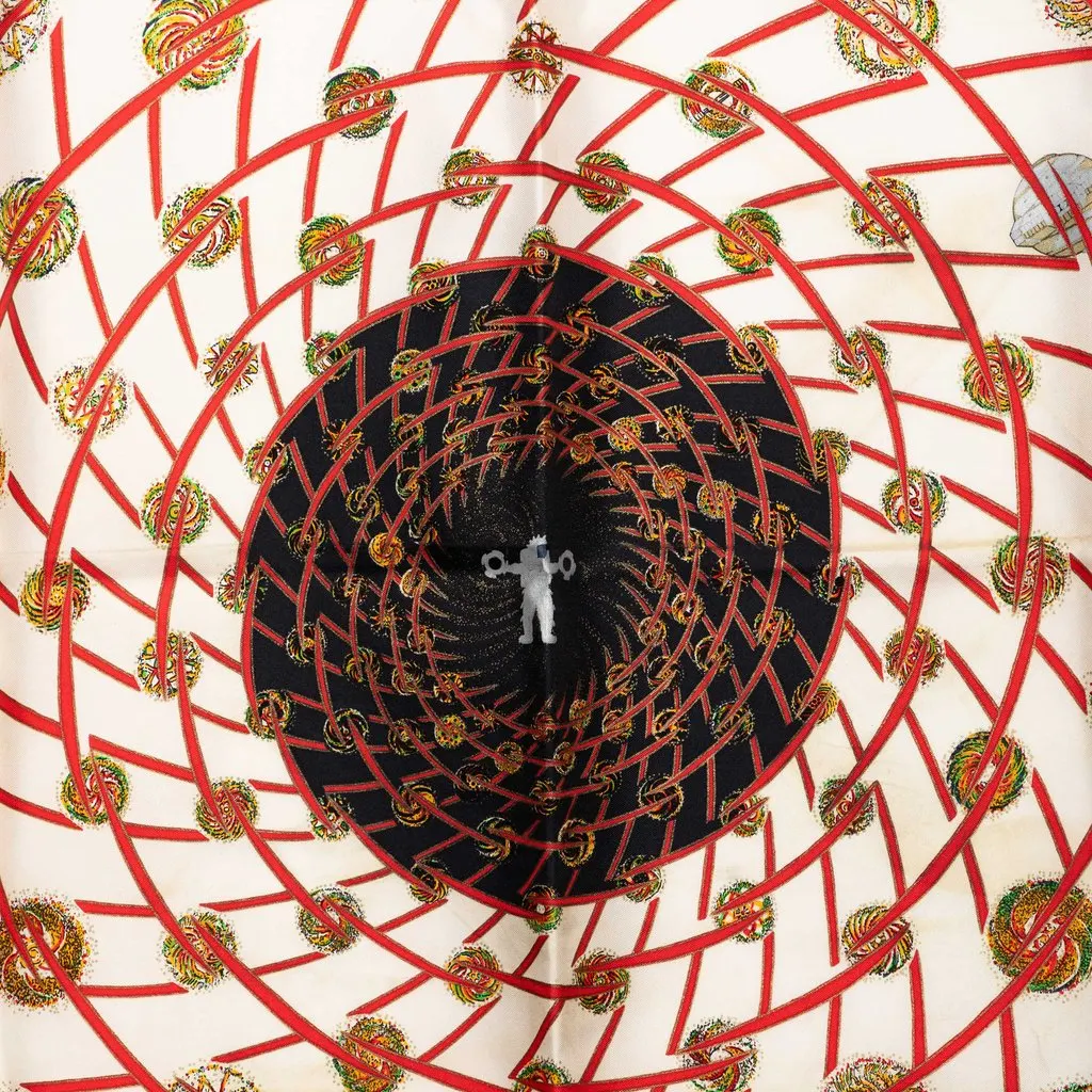 Hermès Les Feux de L Espace Silk Scarf 90 White Very good - Back View