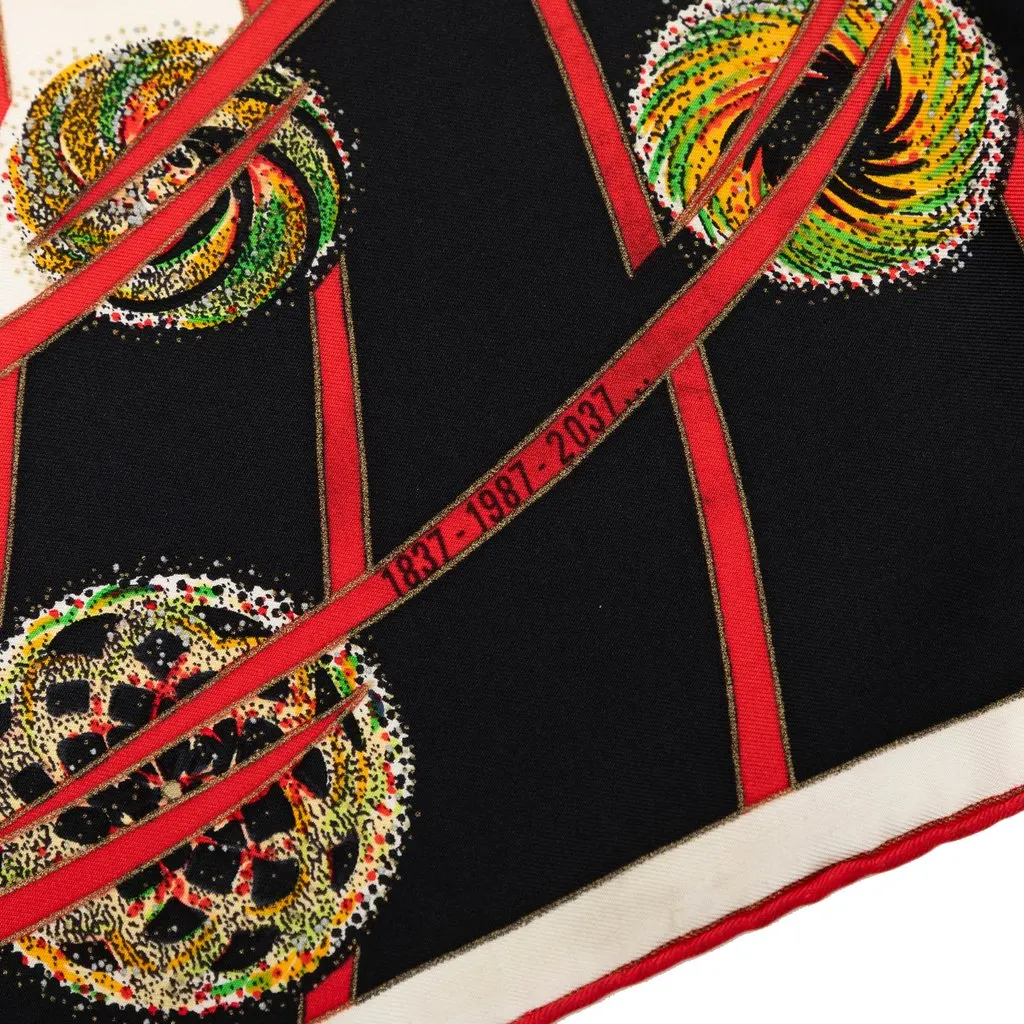 Hermès Les Feux de L Espace Silk Scarf 90 White Very good - Box View