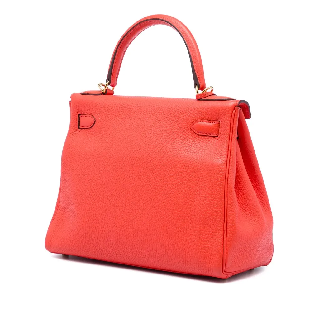 Hermès Clemence Kelly II Retourne 28 Orange Leather Very good - Back View