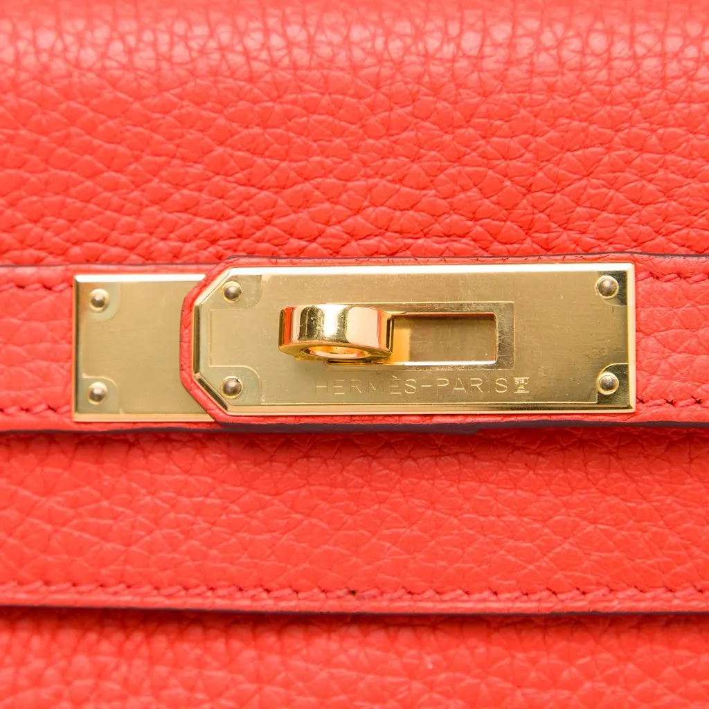 Hermès Clemence Kelly II Retourne 28 Orange Leather Very good - Box View