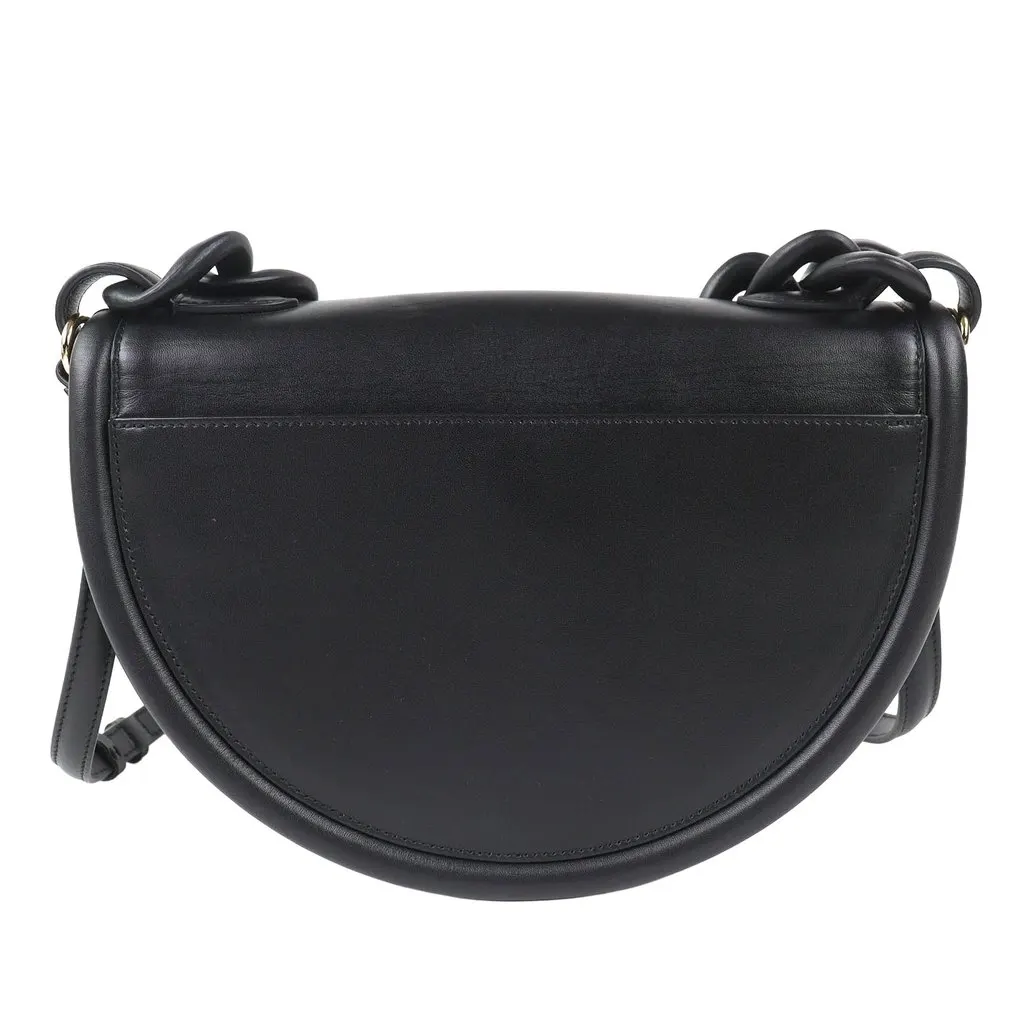 Ferragamo Calfskin Aura Crescent Satchel Black Leather Very good - Back View