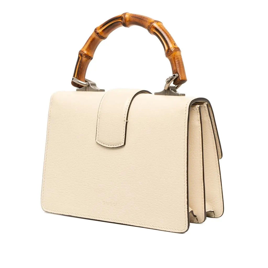 Gucci Mini Calfskin Bamboo Dionysus Web Satchel White Leather Good - Back View