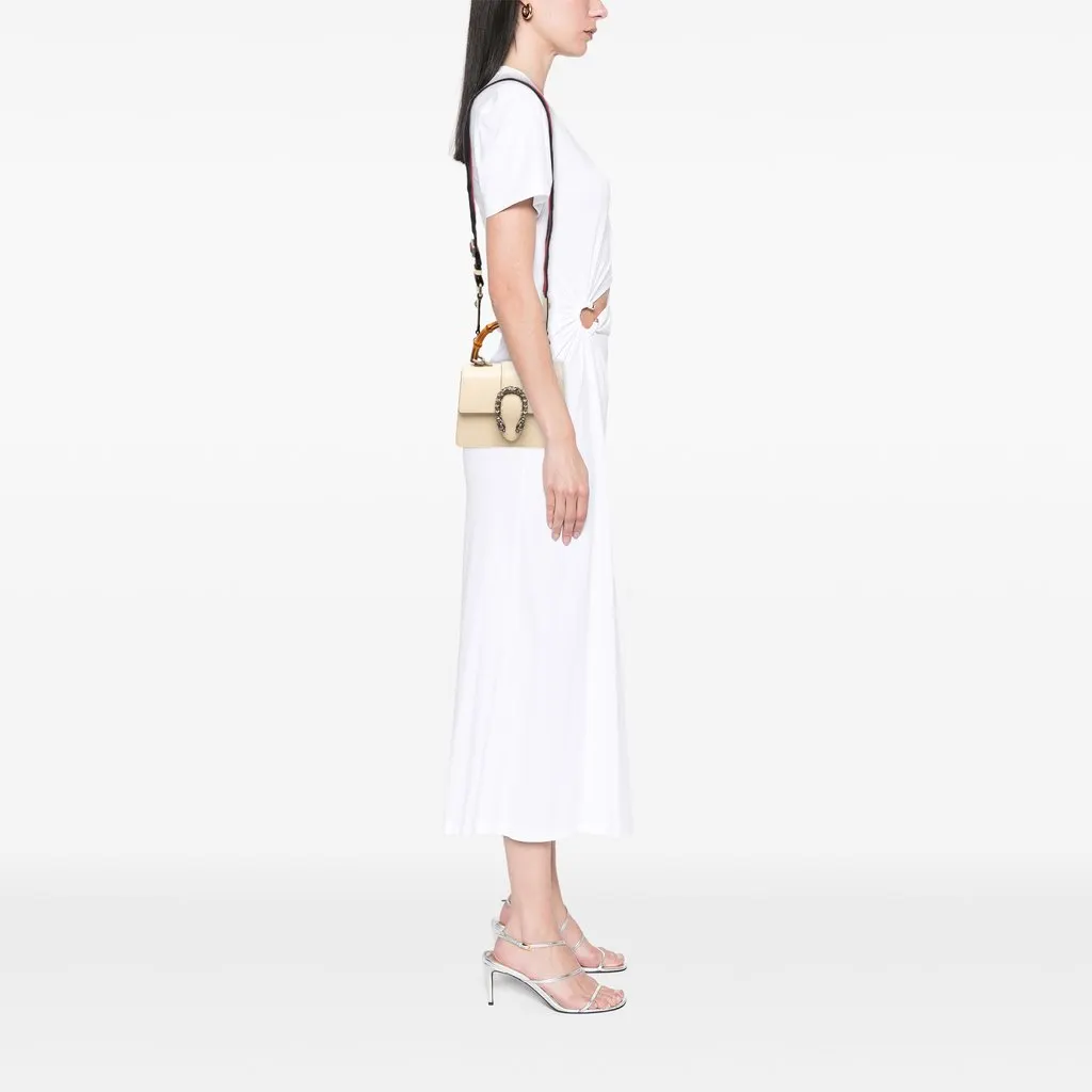Gucci Mini Calfskin Bamboo Dionysus Web Satchel White Leather Good - Box View