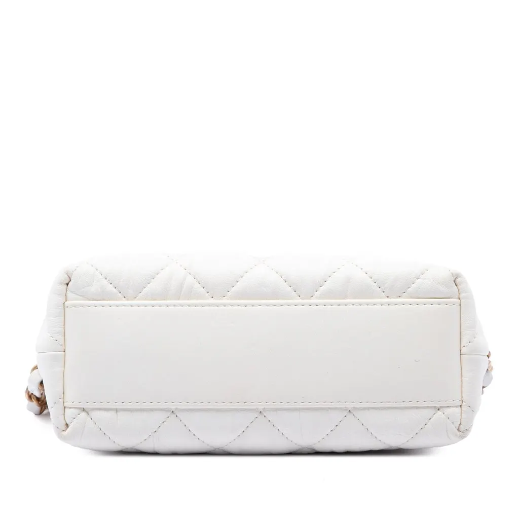 Chanel CC Quilted Lambskin Hobo White Leather Very good - Inside View