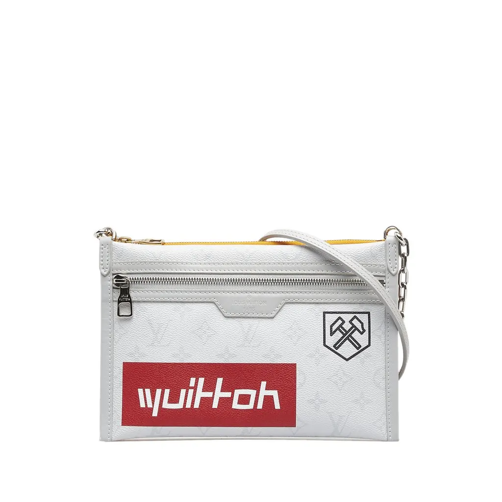 Louis Vuitton Monogram Antartica Double Flat Messenger Silver Very good - Front View