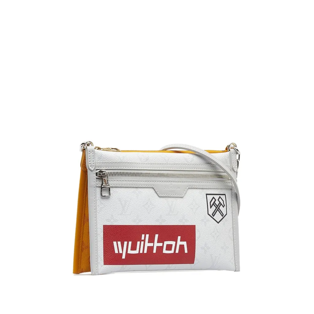 Louis Vuitton Monogram Antartica Double Flat Messenger Silver Very good - Back View