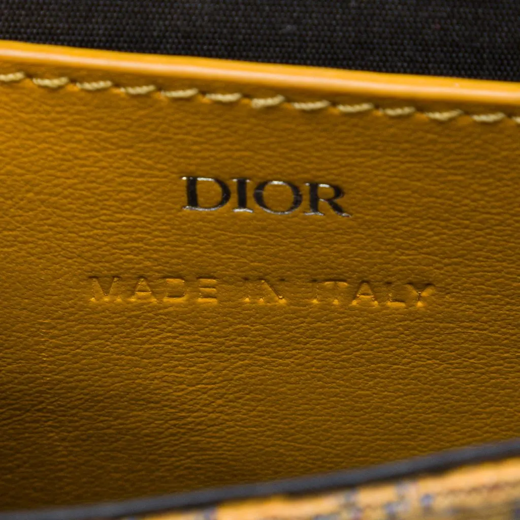 Dior Oblique Jacquard Lock Phone Holder Crossbody Yellow Jacquard Very good - Box View