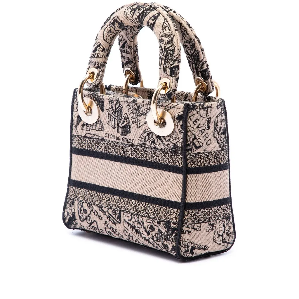 Dior Mini Embroidered Canvas Plan de Paris Lady D Lite Beige Canvas Very good - Back View