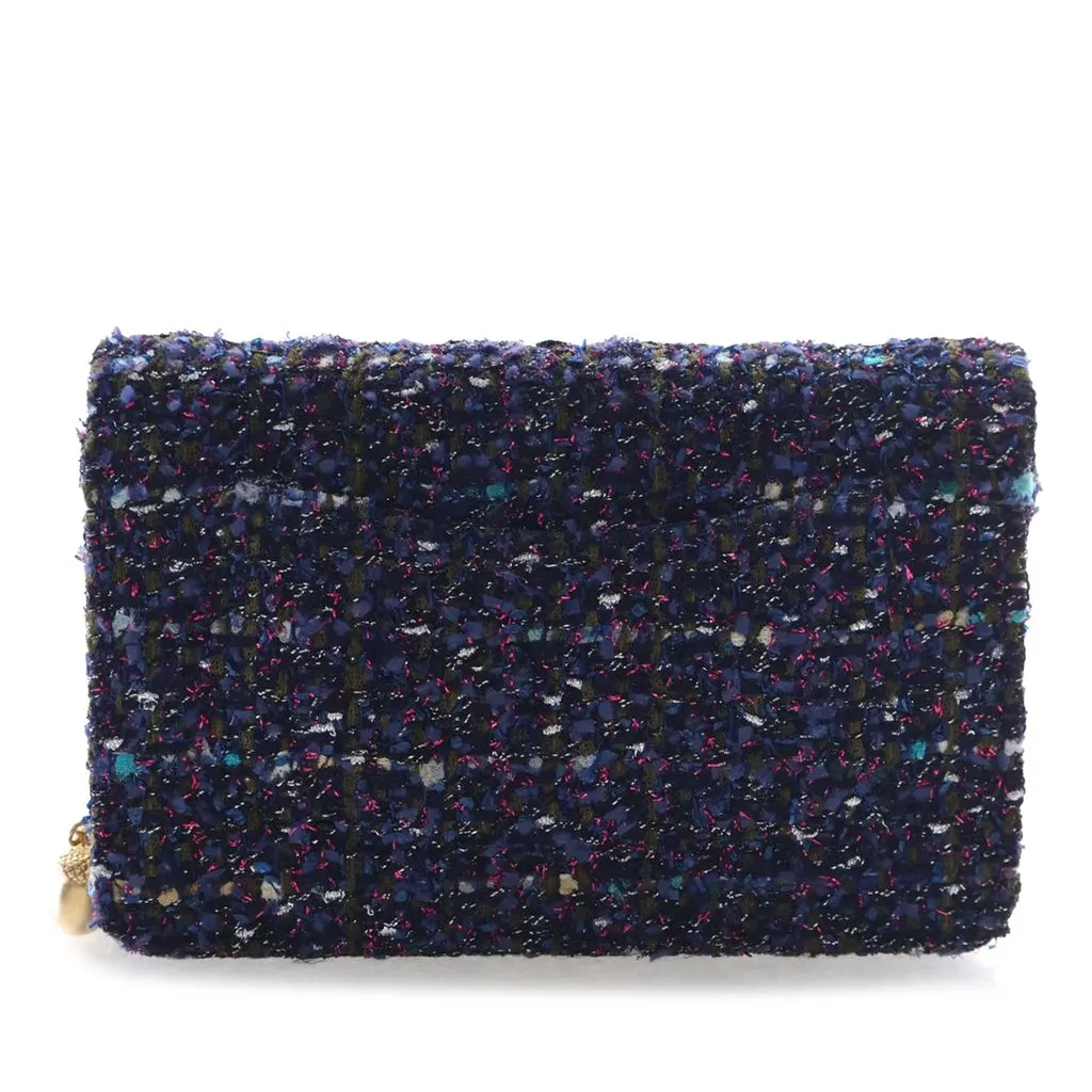 Chanel CC Tweed Charms Wallet On Chain Blue Very good - Back View