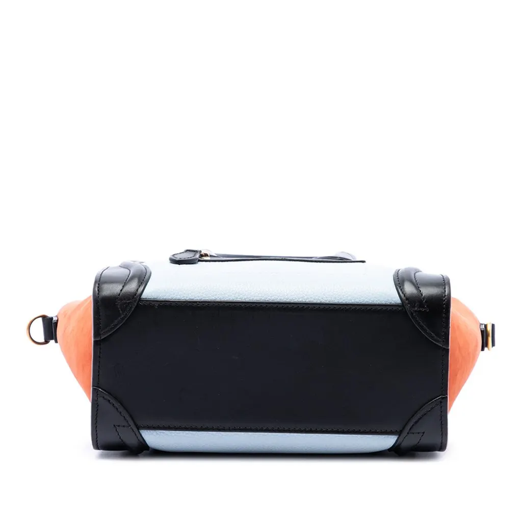 Celine Nano Tricolor Nubuck and Drummed Calfskin Luggage Tote White Leather Good - Inside View