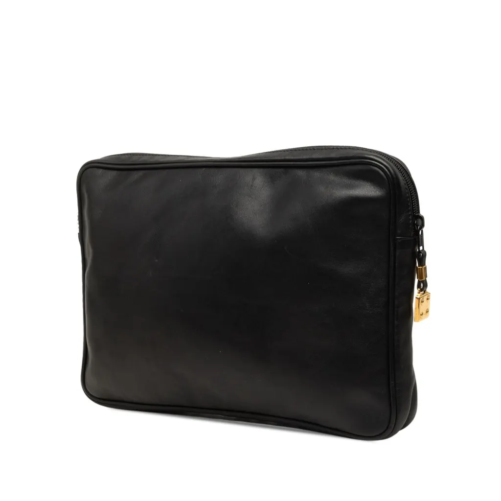 Loewe Leather Anagram Clutch Black Leather Good - Back View