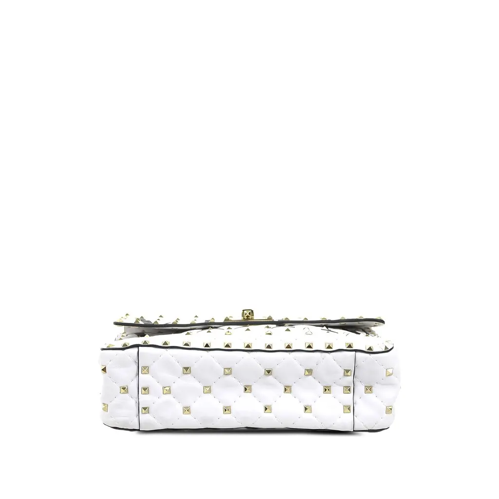 Valentino Medium Lambskin VLTN Rockstud Spike Satchel White Leather Very good - Inside View
