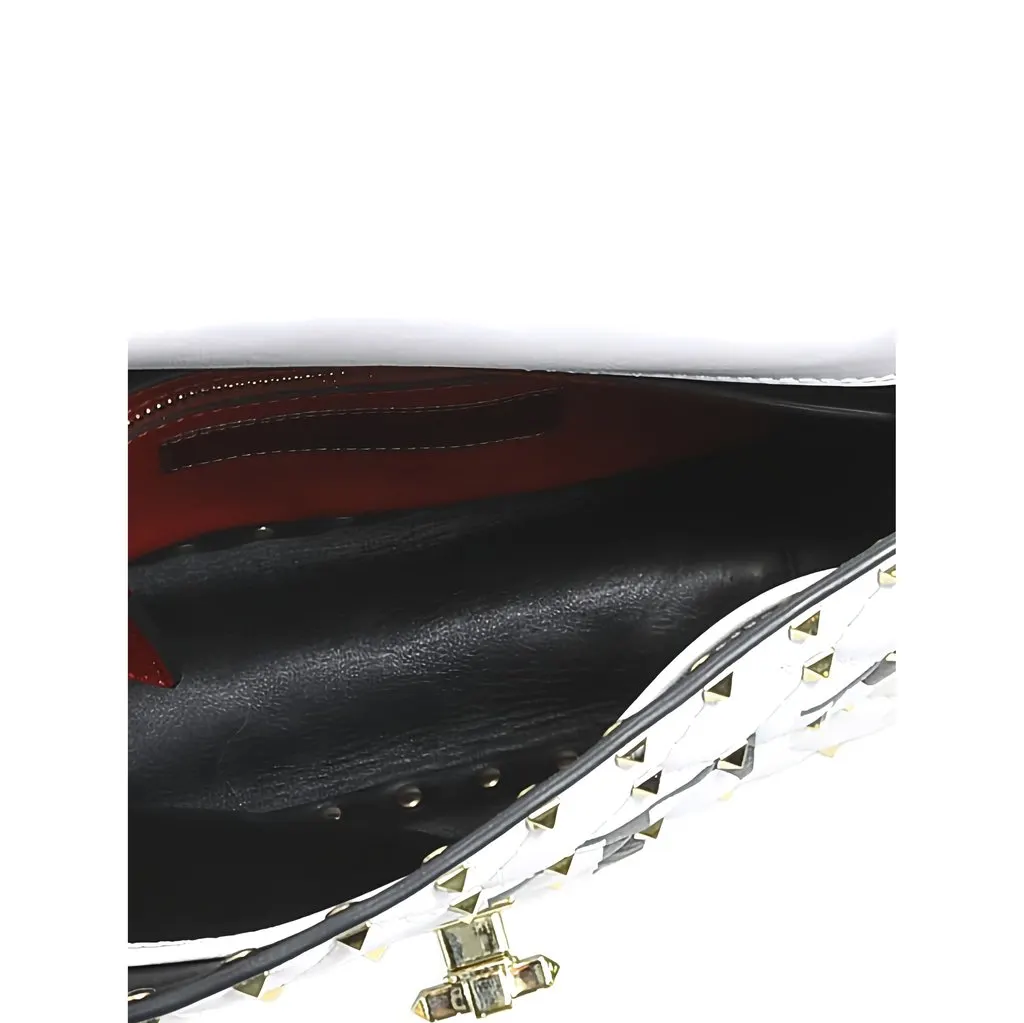 Valentino Medium Lambskin VLTN Rockstud Spike Satchel White Leather Very good - Model View