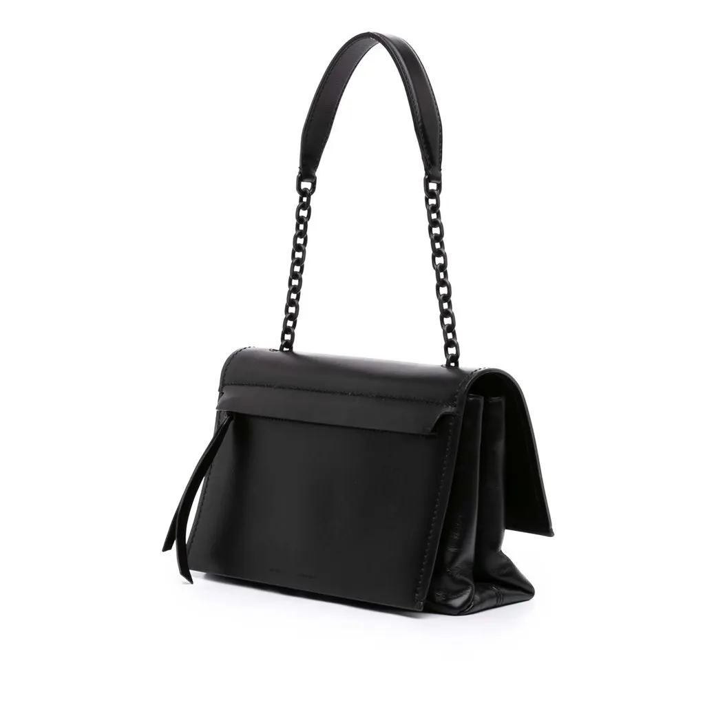 Off-White Embossed Leather Diag Binder Clip Flap Black Leather Very good - Back View