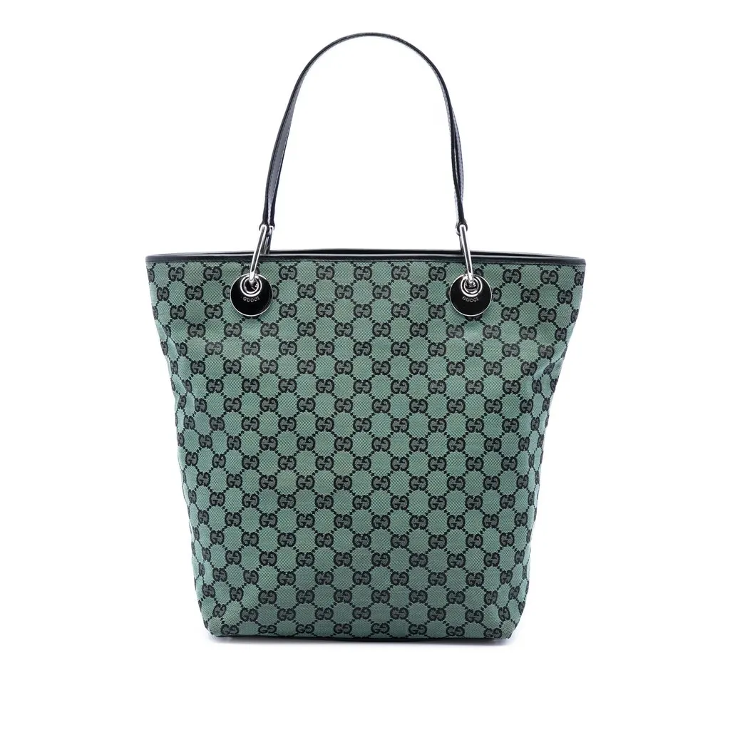 Gucci GG Canvas Eclipse Tote Green Very good - Front View