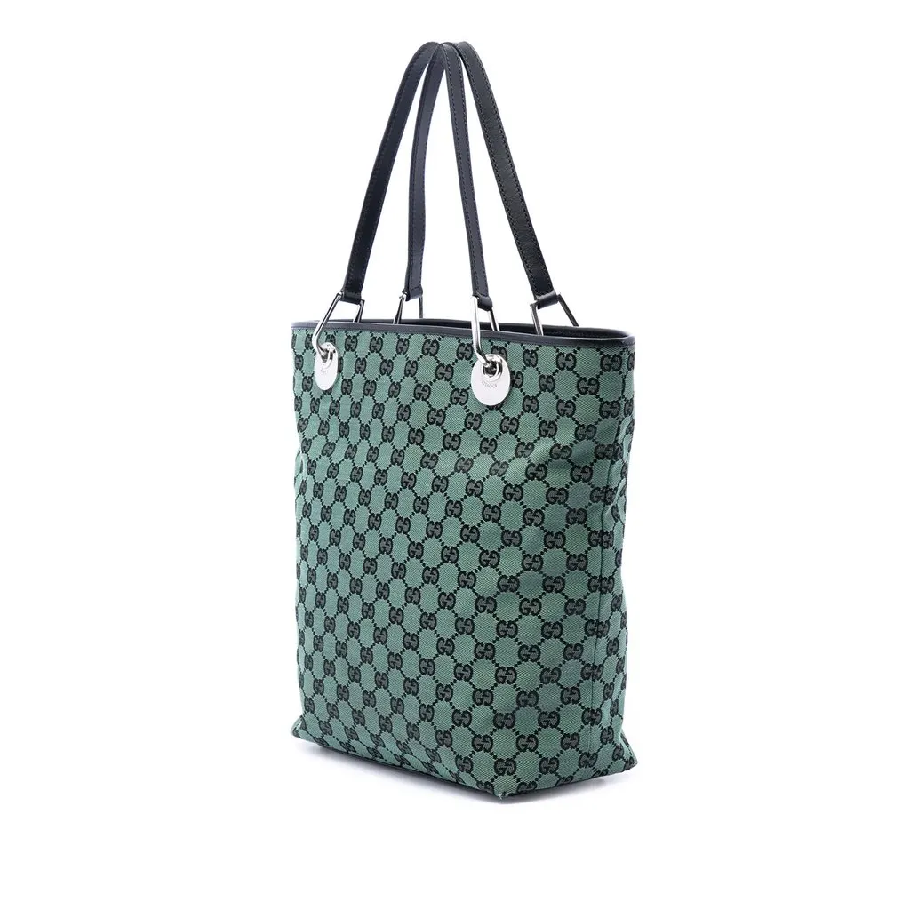 Gucci GG Canvas Eclipse Tote Green Very good - Back View
