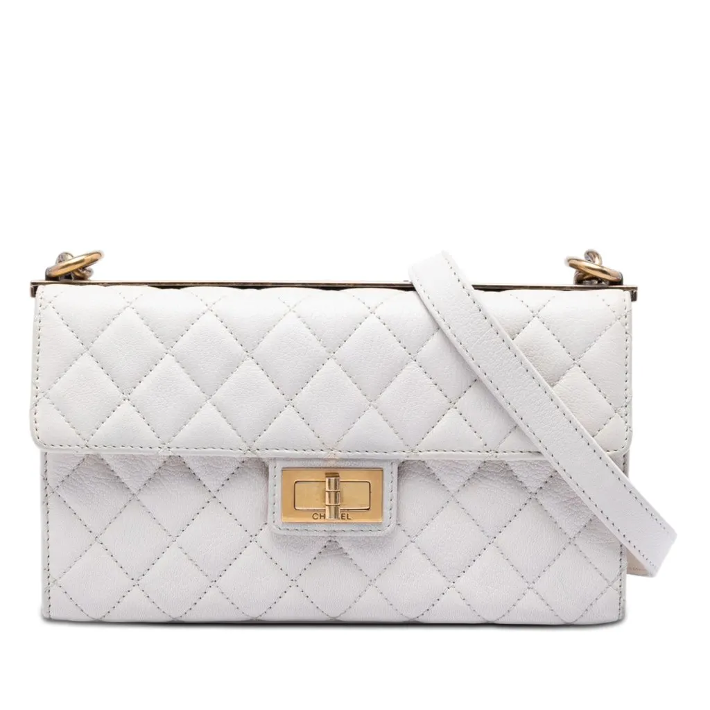 Chanel Medium Quilted Goatskin Reissue 2.55 Rita Flap White Leather Very good - Front View