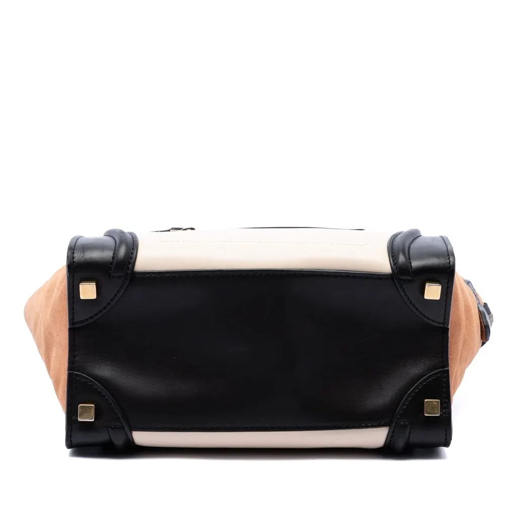 Celine Micro Tricolor Calfskin and Suede Luggage Tote White Leather Very good - Inside View