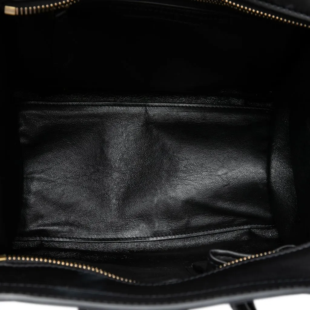 Celine Micro Tricolor Calfskin and Suede Luggage Tote White Leather Very good - Model View