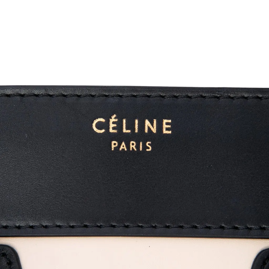 Celine Micro Tricolor Calfskin and Suede Luggage Tote White Leather Very good - Box View