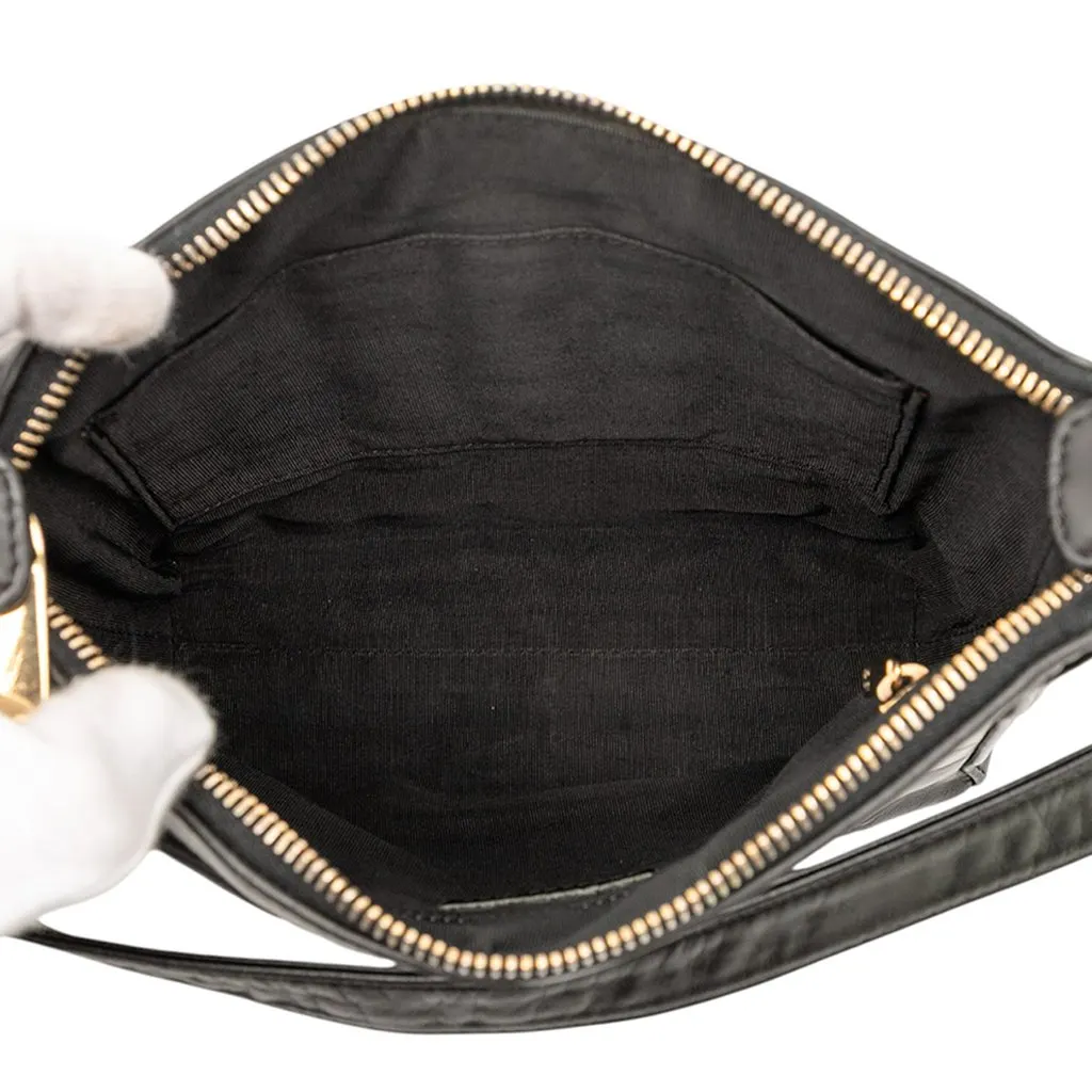 Chanel CC Chocolate Bar Lambskin Shoulder Bag Black Leather Very good - Model View