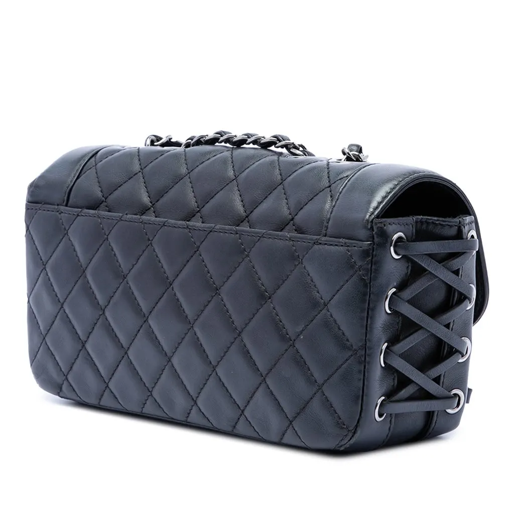 Chanel Quilted Calfskin Coco Corset Flap Black Leather Very good - Back View