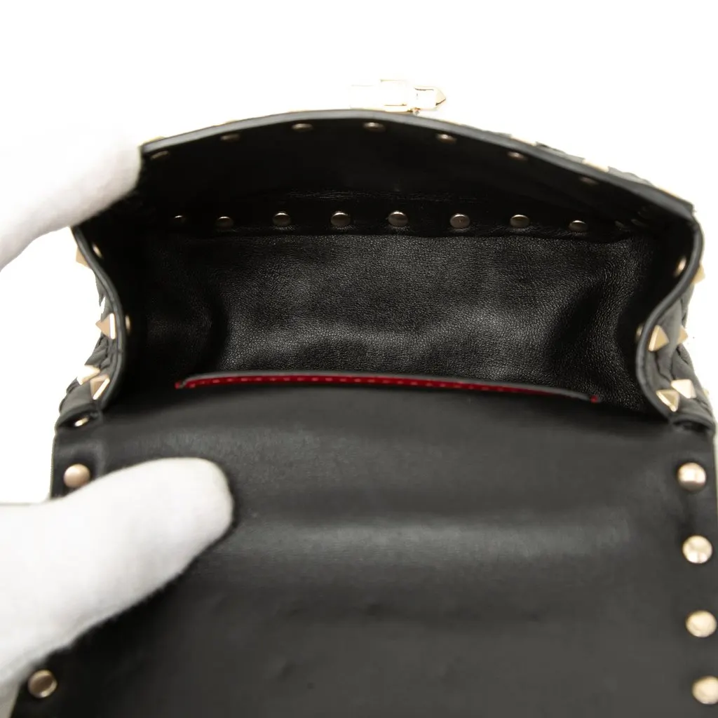 Valentino Micro Nappa Rockstud Spike Satchel Black Leather Very good - Model View