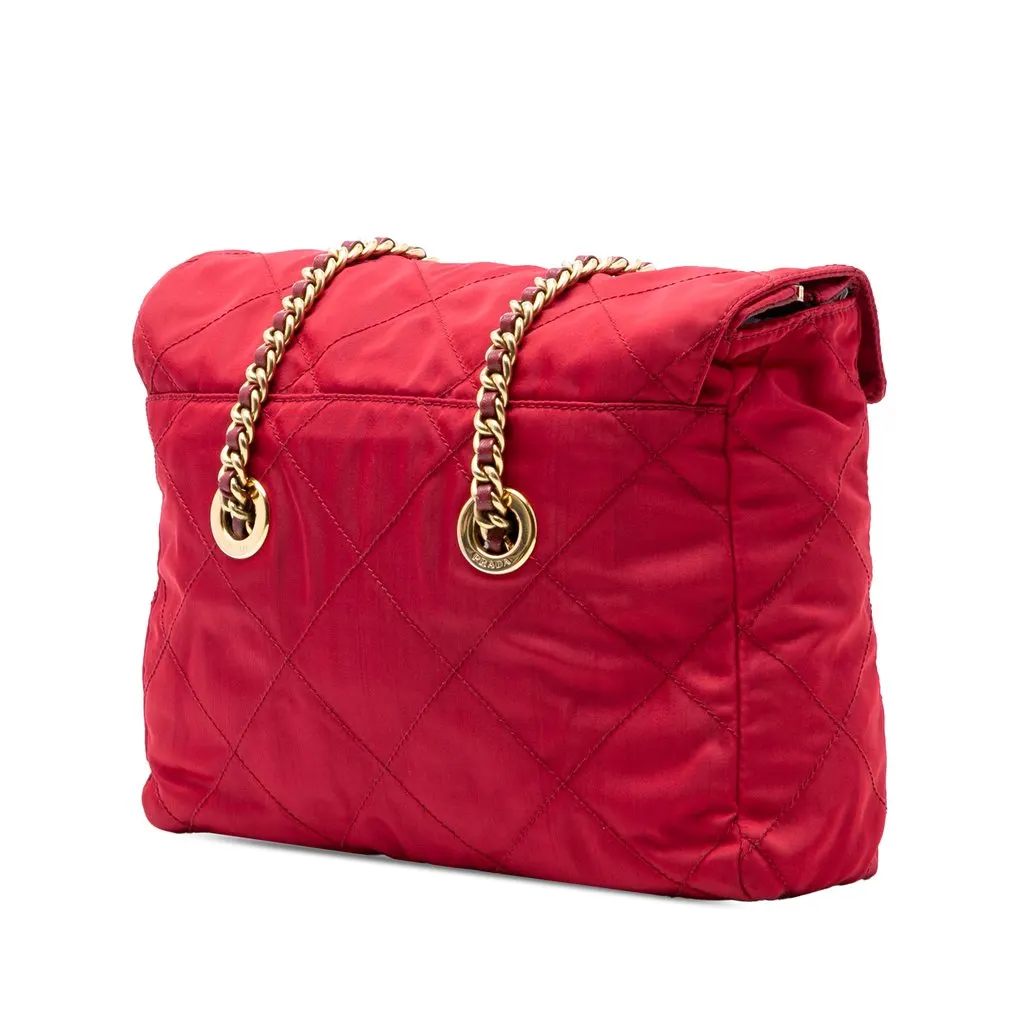 Prada Impuntu Tessuto Chain Shoulder Bag Red Very good - Back View