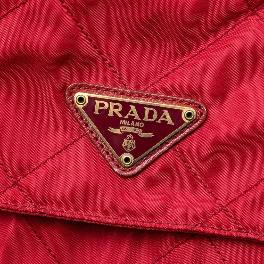 Prada Impuntu Tessuto Chain Shoulder Bag Red Very good - Box View